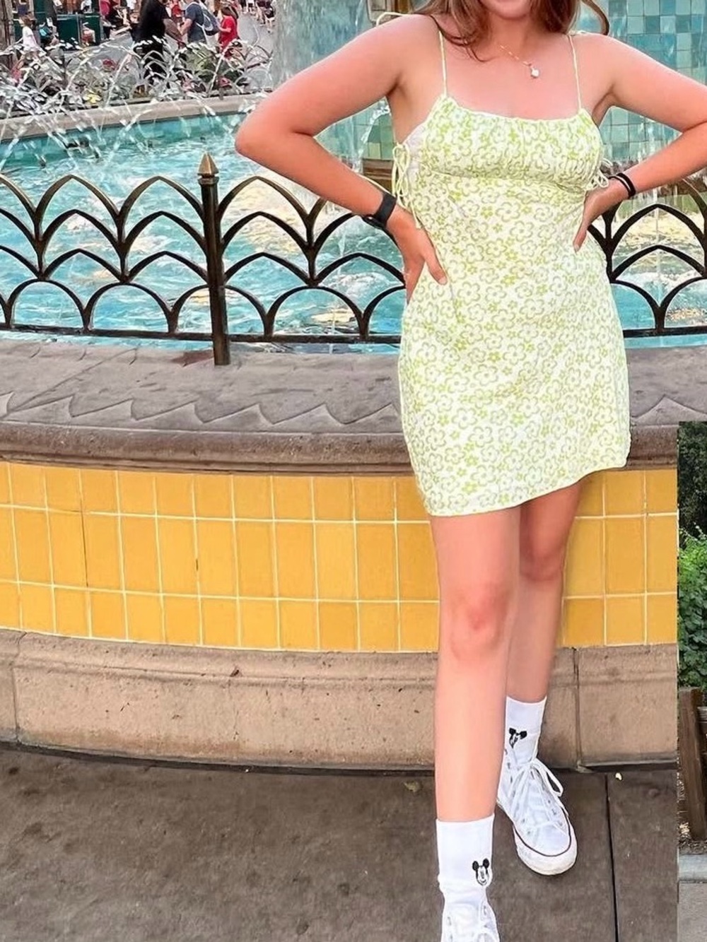 Green Floral Summer Mini Dress